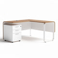 Scrivania angolare in legno con cassettiera bianca dimensioni 150 x 120 x 75cm