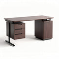 Scrivania moderna in legno marrone con cassetti e anta 150 x 75 x 75cm