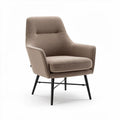 Poltrona in tessuto beige con struttura in metallo nero 80 x 70 x 85cm