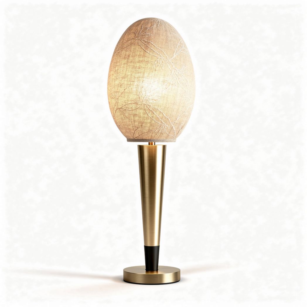 Lampada da tavolo a forma di uovo in metallo e vetro dimensioni 30 x 15 x 15cm