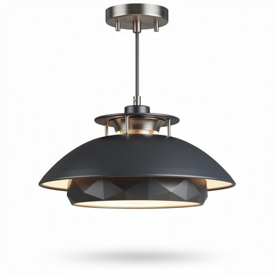 Lampadario in metallo nero con design geometrico 30 x 30 x 25cm