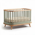 Culla in legno verde e naturale con materasso 100 x 60 x 80cm