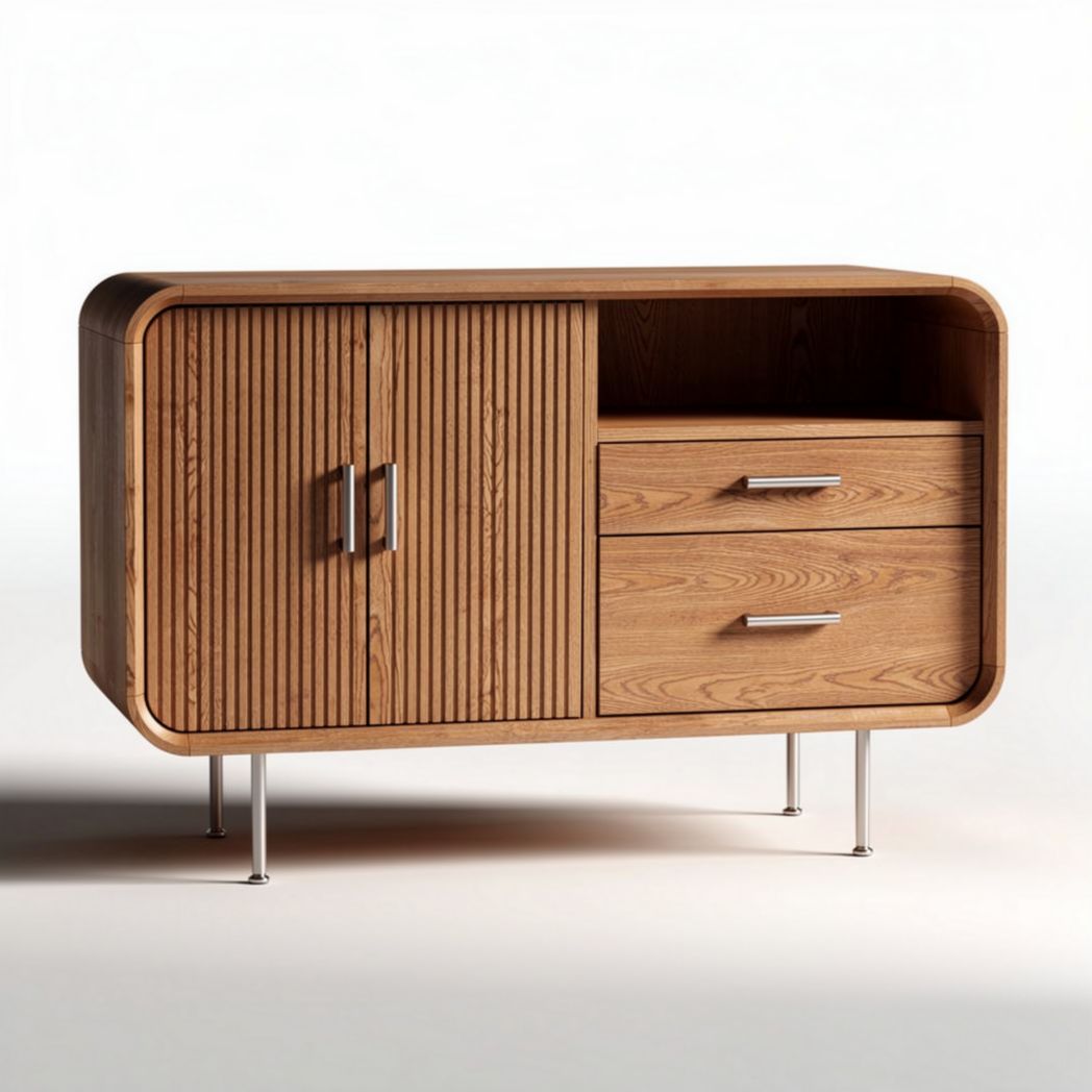 Mobiletto in legno chiaro con tre cassetti e un ripiano dimensioni 80 x 40 x 90cm