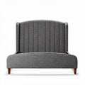 Letto matrimoniale in tessuto grigio con testiera imbottita 200 x 160 x 120cm
