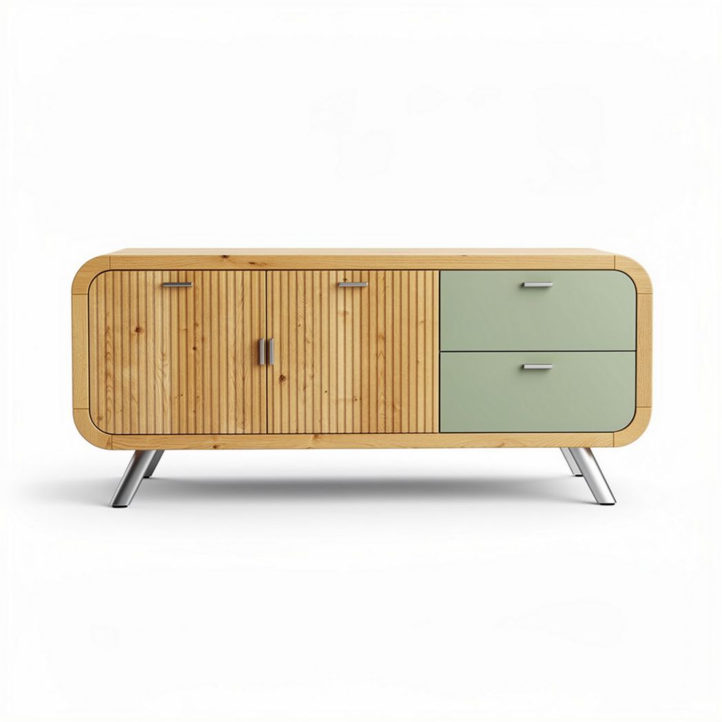 Mobiletto moderno in legno con finitura verde e dimensioni 120 x 40 x 60cm