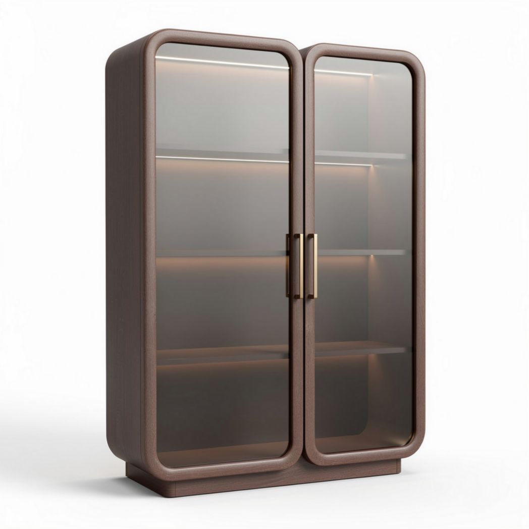 Vetrina in legno di rovere con illuminazione LED 120 x 60 x 200cm