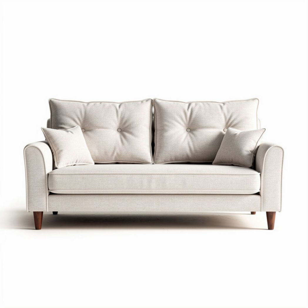 Divano in tessuto beige con cuscini 180 x 90 x 85cm per soggiorno